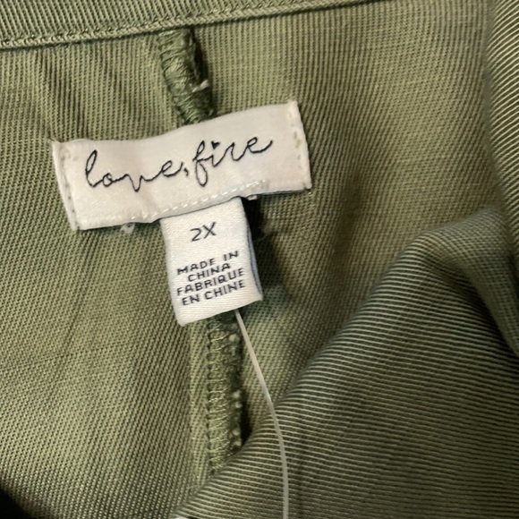 Love, Fire Tencil Olive Cargo Desert Shirt Jacket - Picture 3 of 8